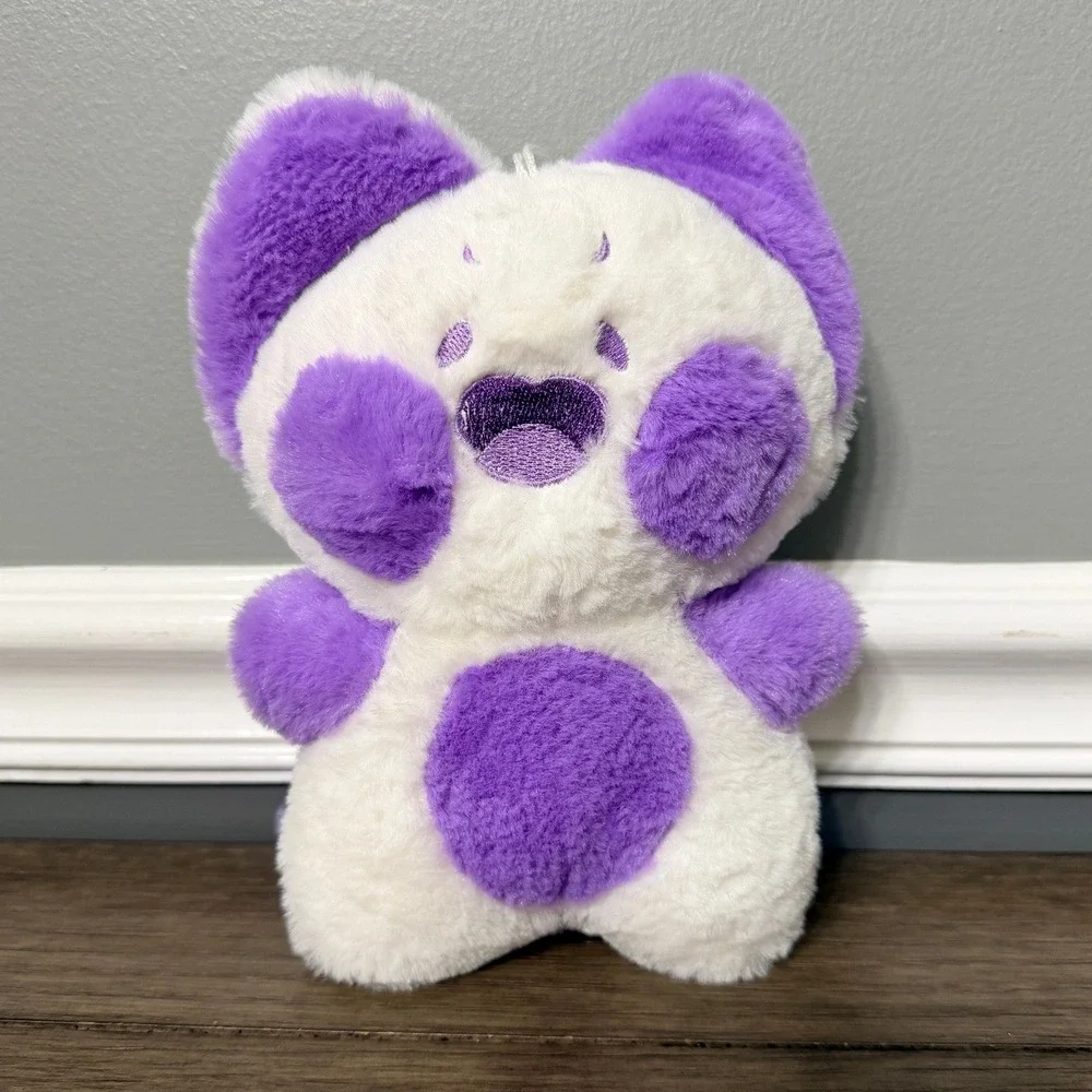 Purple and‎ White Cat Plush Stuffed Animal Kawaii Style Kitten Toy